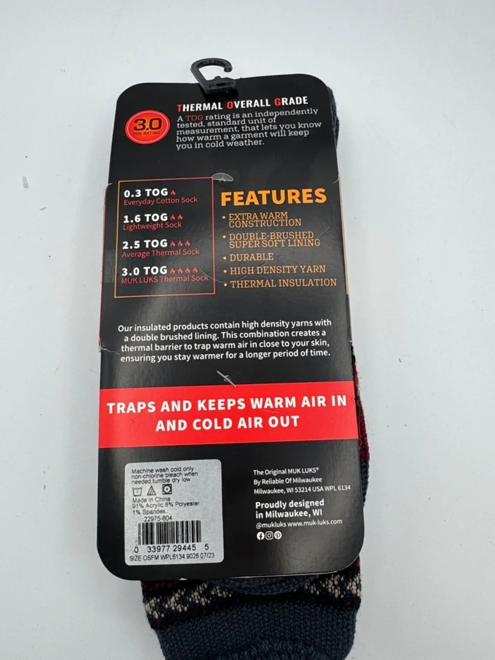 MUK LUKS 1 pair Heat Retainers Men's Thermal Insulated Socks 10-13 Black NEW 3.0